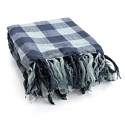 Cobertores - Isela check cotton throw (azul marinho/azul claro)