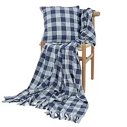 Cobertores - Isela check cotton throw (azul marinho/azul claro)