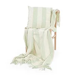 Capa de Almofada - Kora stripe cotton cushion cover (creme/verde claro)