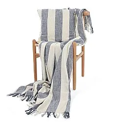 Capa de Almofada - Kora stripe cotton cushion cover (creme/azul marinho)