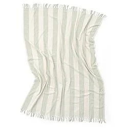 Cobertores - Kora stripe cotton throw (creme/verde claro)