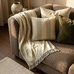Cobertores - Kora stripe cotton throw (creme/verde claro)