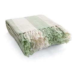 Cobertores - Kora stripe cotton throw (creme/verde claro)