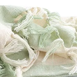 Cobertores - Kora stripe cotton throw (creme/verde claro)