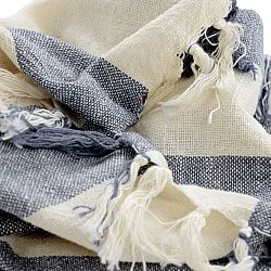 Cobertores - Kora stripe cotton throw (creme/azul marinho)