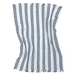 Cobertores - Kora stripe cotton throw (azul marinho/azul claro)