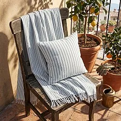 Capa de Almofada - Rumi stripe cotton cushion cover (azul claro/azul marinho/creme)