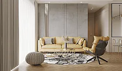 Tapete redondo - Lawrance (cinza/branco)