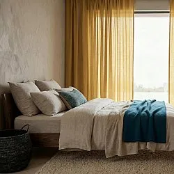 Cortinas Pack de 2 - Cortina mistura de linho Lumira (ocre)
