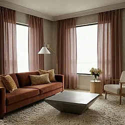 Cortinas Pack de 2 - Cortina mistura de linho Lumira (marrom escuro)