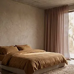 Cortinas Pack de 2 - Cortina mistura de linho Lumira (marrom escuro)