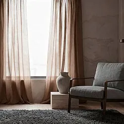 Cortinas Pack de 2 - Cortina mistura de linho Lumira (marrom escuro)