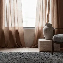 Cortinas Pack de 2 - Cortina mistura de linho Lumira (marrom escuro)