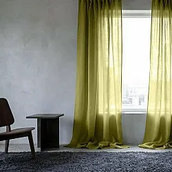 Cortinas Pack de 2 - Cortina mistura de linho Lumira (verde)