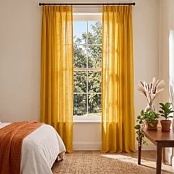 Cortinas Pack de 2 - Cortina mistura de linho Lumira (ocre)
