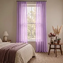 Cortinas Pack de 2 - Cortina mistura de linho Lumira (roxo)