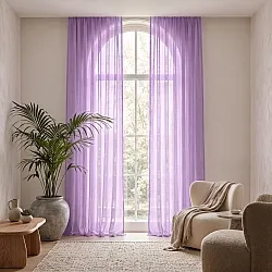 Cortinas Pack de 2 - Cortina mistura de linho Lumira (roxo)