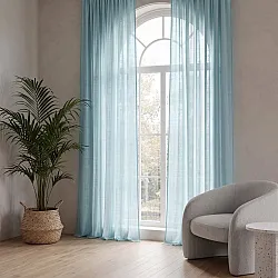 Cortinas Pack de 2 - Cortina mistura de linho Lumira (azul claro)
