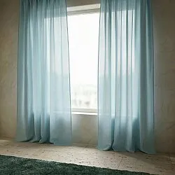 Cortinas Pack de 2 - Cortina mistura de linho Lumira (azul claro)
