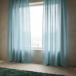 Cortinas Pack de 2 - Cortina mistura de linho Lumira (azul claro)