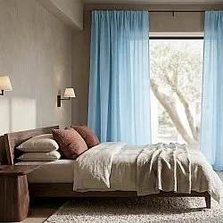 Cortinas Pack de 2 - Cortina mistura de linho Lumira (azul claro)