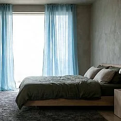 Cortinas Pack de 2 - Cortina mistura de linho Lumira (azul claro)