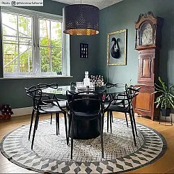 Runda mattor - Marrakech (rund) (svart/vit/grå)