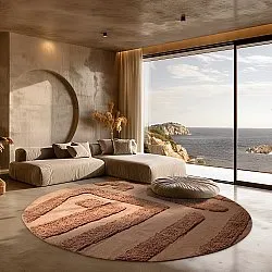 Tapete redondo - Alexa Natural Cotton Shaggy (terracota)