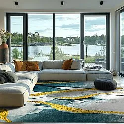 Tapete Wilton - Alvaro (azul/branco/dourado)