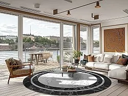 Tapete redondo - Amaliada (preto/branco)