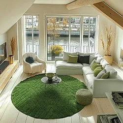 Tapete redondo - Amberley Natural Cotton Shaggy (zelena)