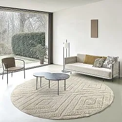 Tapete redondo - Amberley Natural Cotton Shaggy (umazano bela)