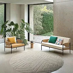 Tapete redondo - Amberley Natural Cotton Shaggy (umazano bela)