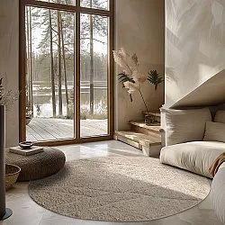 Tapete redondo - Andrea Natural Cotton Shaggy (bege)