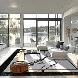 Tapete Wilton - Avola (preto/branco/dourado)