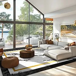 Tapete Wilton - Avola (preto/branco/dourado)