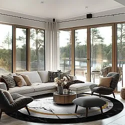 Tapete redondo - Avola (preto/branco/dourado)