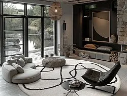 Tapete redondo - Bavello Natural Cotton Shaggy (offwhite/preto)