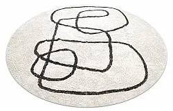 Tapete redondo - Bavello Natural Cotton Shaggy (offwhite/preto)