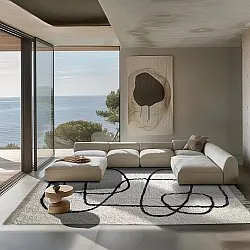 Tapetes felpudos - Bavello Natural Cotton Shaggy (offwhite/preto)