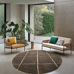 Tapete redondo - Bellevue Natural Cotton Shaggy (rjava/rumena)