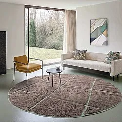 Tapete redondo - Bellevue Natural Cotton Shaggy (taupe/zelena)