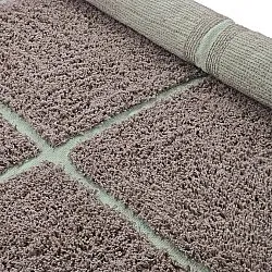 Tapete redondo - Bellevue Natural Cotton Shaggy (taupe/zelena)
