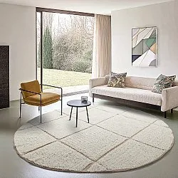 Tapete redondo - Bellevue Natural Cotton Shaggy (umazano bela/bež)