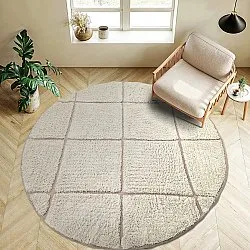 Tapete redondo - Bellevue Natural Cotton Shaggy (umazano bela/bež)