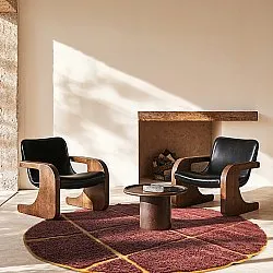 Tapete redondo - Bellevue Natural Cotton Shaggy (rdeča/oranžna)