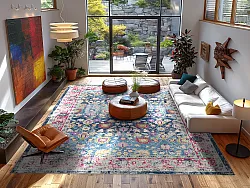 Tapete Wilton - Bouhjar (azul/rosa/multicolorido)