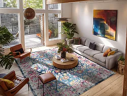 Tapete Wilton - Bouhjar (azul/rosa/multicolorido)