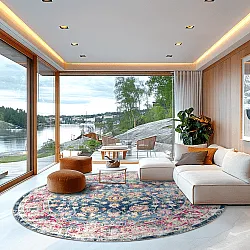 Tapete redondo - Bouhjar (azul/rosa/multicolorido)