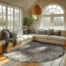 Tapete redondo - Bouhjar (cinza/multicolorido)